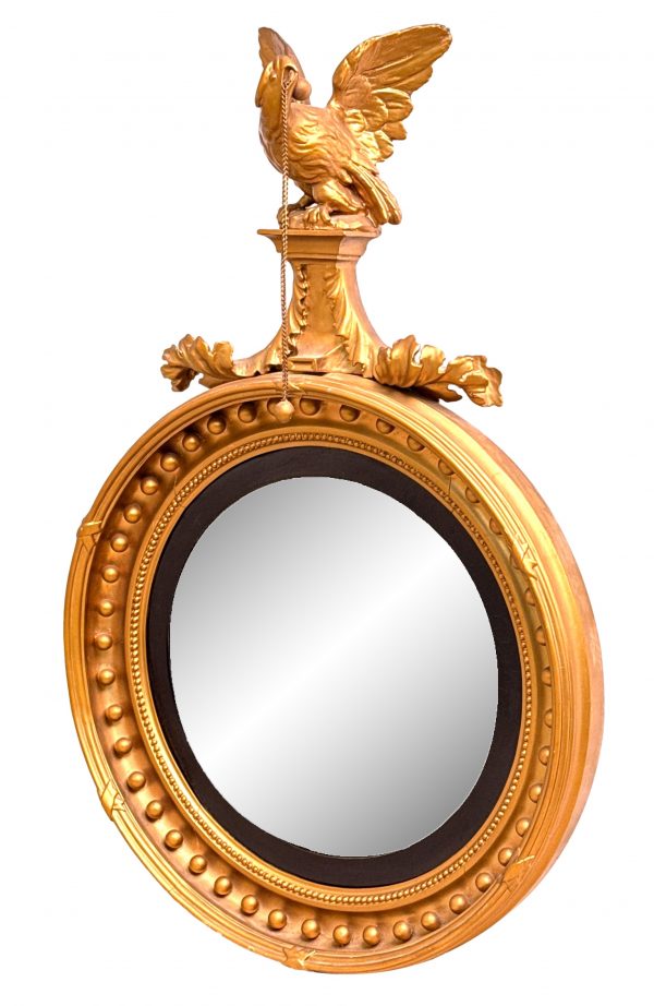 Mid 19th Century Small Giltwood Convex Mirror