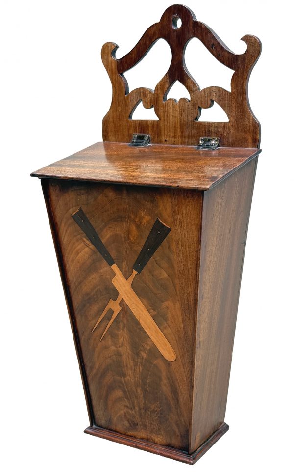Georgian Mahogany Wall Hanging Cutlery Or Candle Box