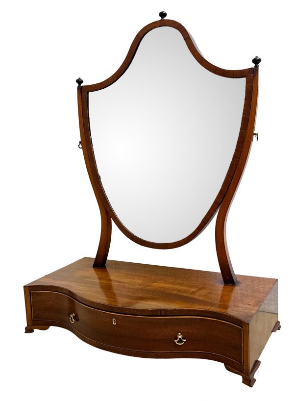 Large Georgian Mahogany Serpentine Dressing Table Mirror