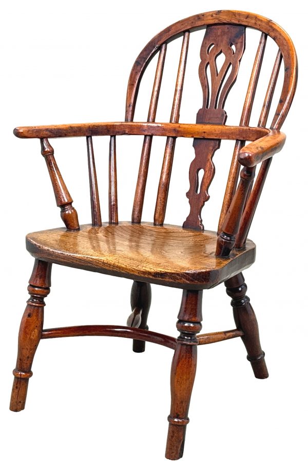 Yew Wood 19th Century Childs Windsor Armchair