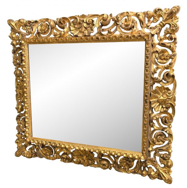 19th Century Rectangular Italian Gilt Wood Wall Mirror