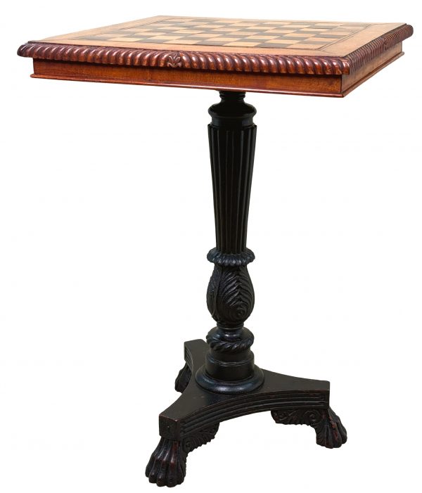19th Century Anglo-Indian Satinwood & Padouk Chess Table