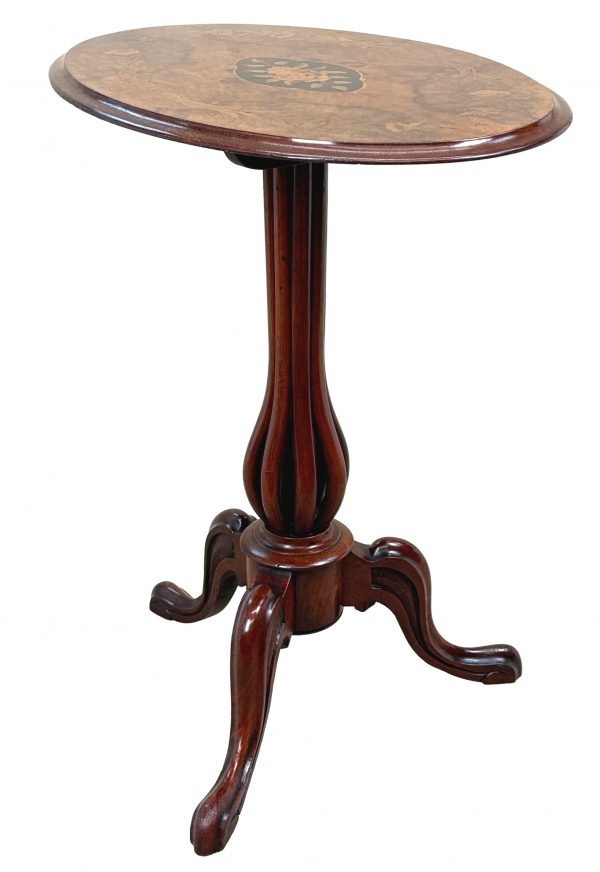 Victorian 19th Century Oval Burr Walnut Tripod Table