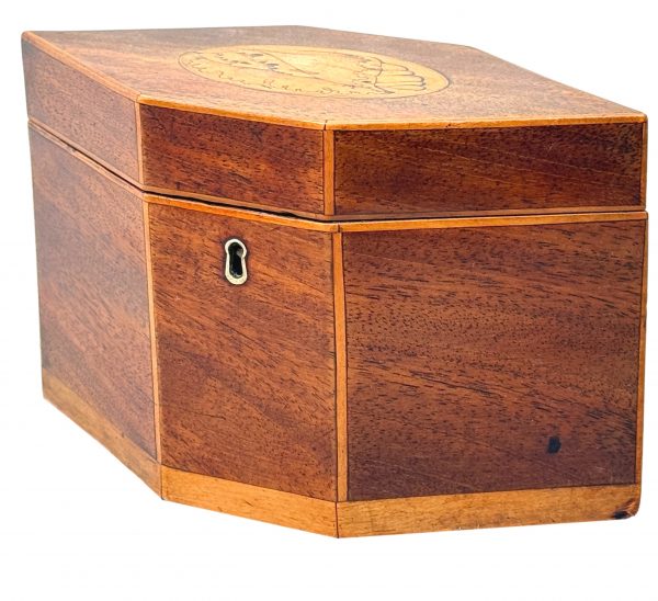 Georgian Hexagonal Shaped Mahogany Tea Caddy 18th Century