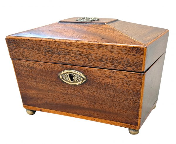 Georgian 18th Century Mahogany Sarcophagus Shaped Tea Caddy
