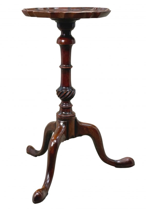 18th Century George III Period Mahogany Kettle Stand With Piecrust Top